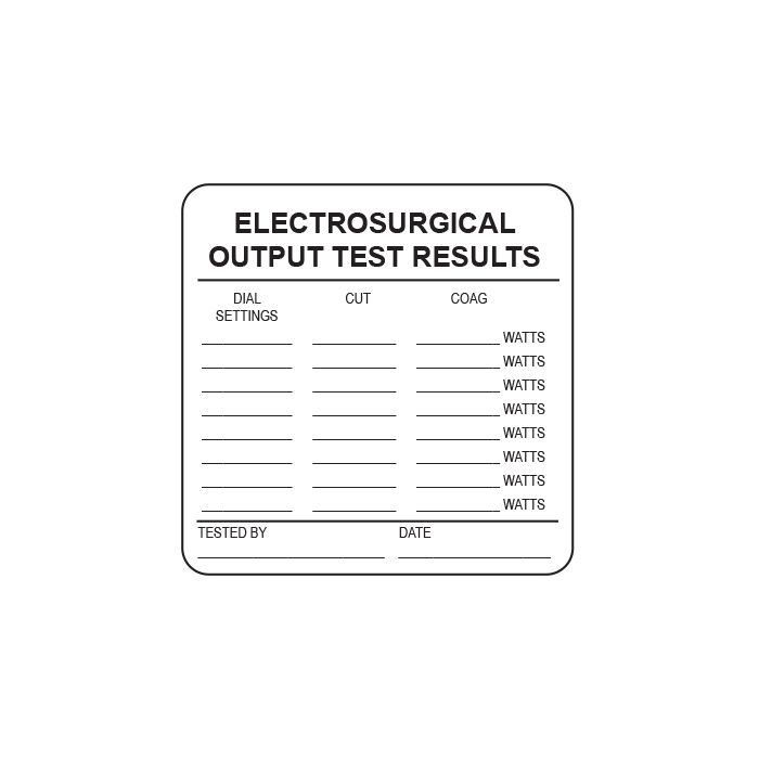 forord have tillid Regnjakke 2.5"x2.5" Printed "Electrosurgical Output Test Results..." Label  White/Black Print 500/RL- 6 RL/BX | Caresfield Healthcare Solutions